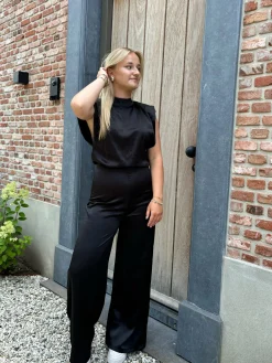 Jumpsuit satin Lily zwart