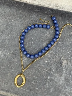 Kralen ketting blauw