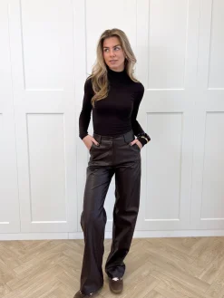 Leather broek Elina bruin