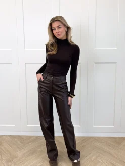 Leather broek Elina bruin