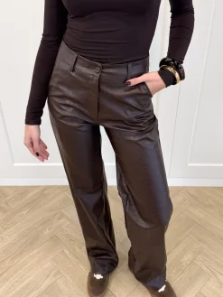 Leather broek Elina bruin