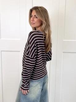 Longsleeve Sophie bruin/blauw