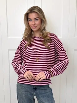 Longsleeve Sophie bruin/roze
