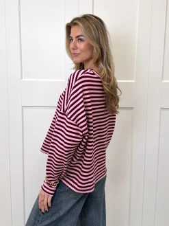 Longsleeve Sophie bruin/roze