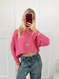 Longsleeve Sophie roze/rood