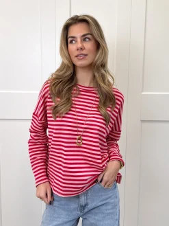 Longsleeve Sophie roze/rood