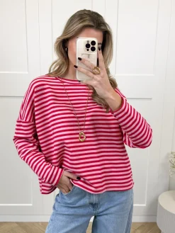 Longsleeve Sophie roze/rood