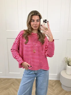Longsleeve Sophie roze/rood