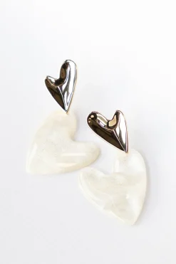 Oorbel pearl white heart