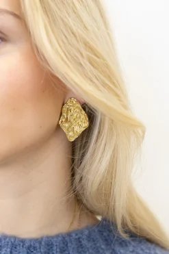 Oorbel textured gold