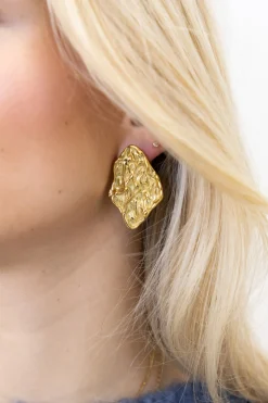 Oorbel textured gold