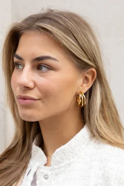 Oorbel Triple Hoop Goud