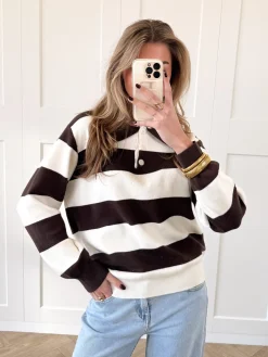 Oversized polo sweater bruin