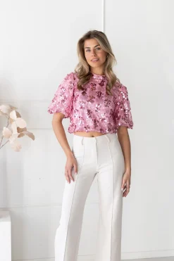 Pailletten top Victoria roze