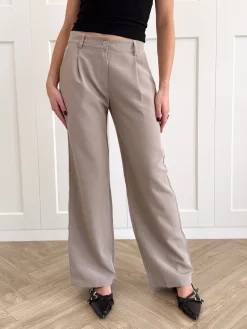Pantalon low waist licht taupe