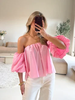 Puk top roze