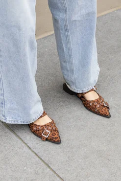 Puntige loafers gesp leopard