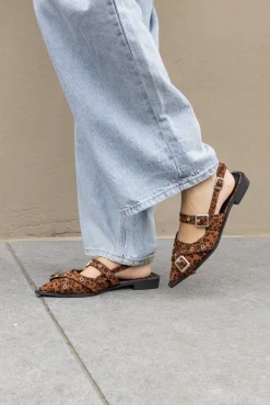 Puntige loafers gesp leopard