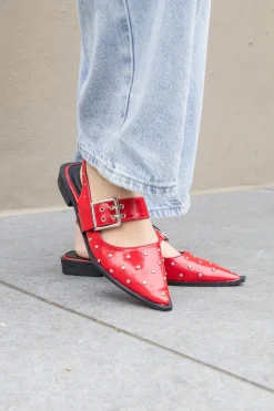 Puntige loafers studs rood