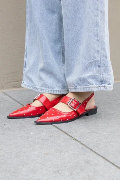 Puntige loafers studs rood