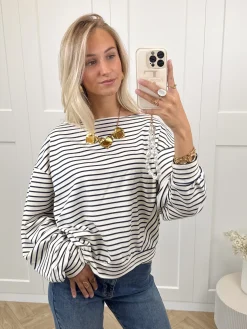 Sanne strepen sweater blauw