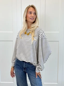 Sanne strepen sweater blauw