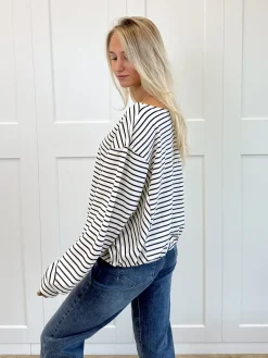 Sanne strepen sweater blauw