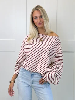 Sanne strepen sweater rood