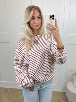 Sanne strepen sweater rood