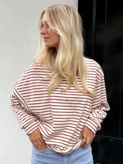 Sanne strepen sweater rood