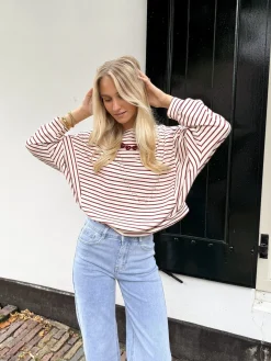 Sanne strepen sweater rood