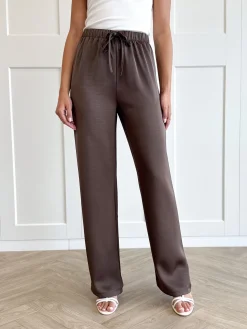 Satijn broek Zoë bruin