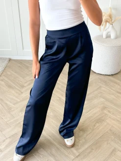 Satin broek Elin navy
