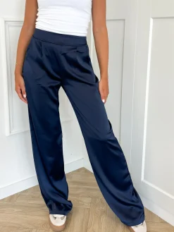 Satin broek Elin navy