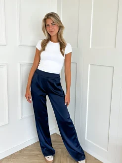 Satin broek Elin navy