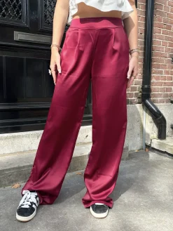 Satin broek Elin rood