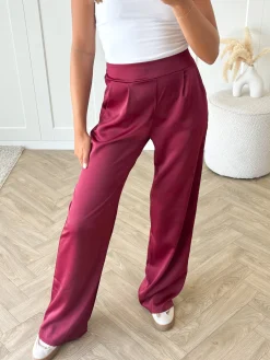 Satin broek Elin rood