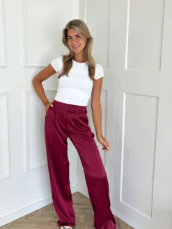 Satin broek Elin rood