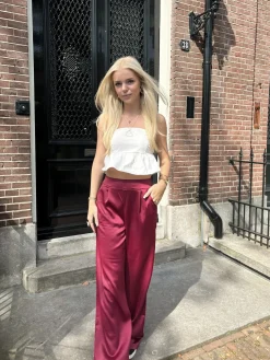 Satin broek Elin rood