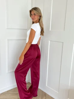 Satin broek Elin rood