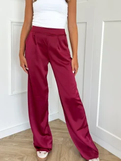 Satin broek Elin rood