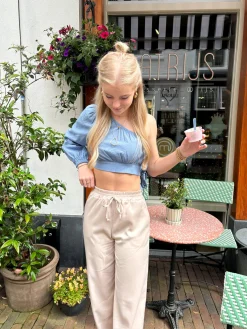 Satin broek Tess beige