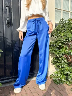 Satin broek Tess blauw