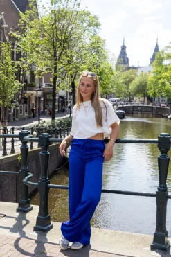 Satin broek Tess blauw
