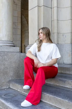 Satin broek Tess rood