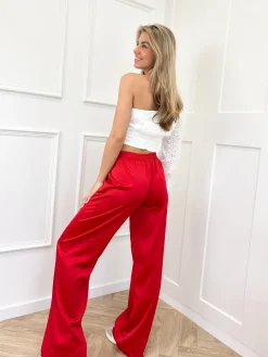 Satin broek Tess rood