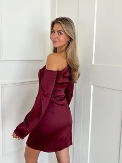 Satin dress Jessy bordeaux