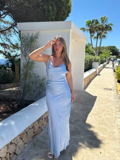 Satin dress Liva blauw