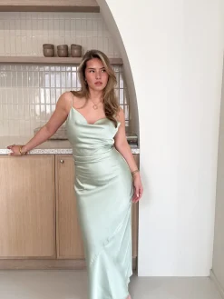 Satin dress Liva mint