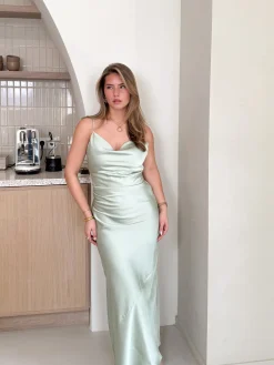Satin dress Liva mint